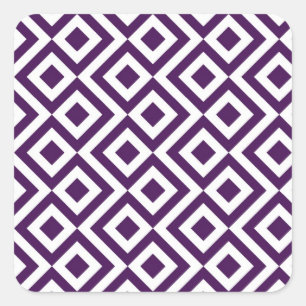 Purple and White Meander Square Sticker