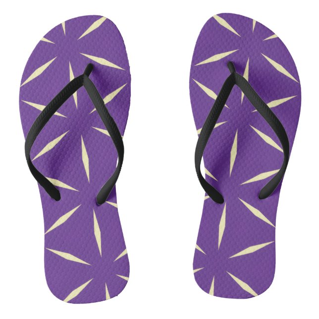 Purple and White Modern Design Flip Flops (Footbed)