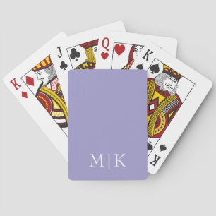 Purple and White Modern Monogram Playing Cards