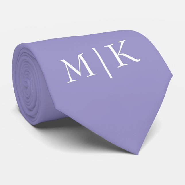  Purple and White | Modern Monogram Tie (Rolled)