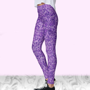 Purple and white modern stylish trendy pattern leggings