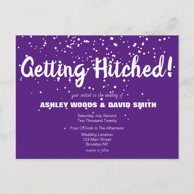 Purple and White Modern Wedding Invitation (Front)