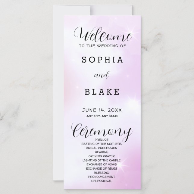 Purple and White Modern Wedding Program (Front)