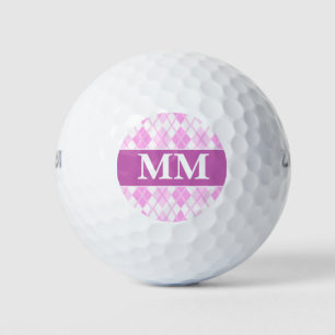Purple and White Monogram Initial  Golf Balls