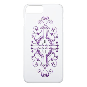 Purple and White Monogram iPhone Case