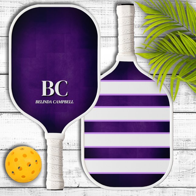 Purple and White Monogram Pickleball Paddle (Creator Uploaded)
