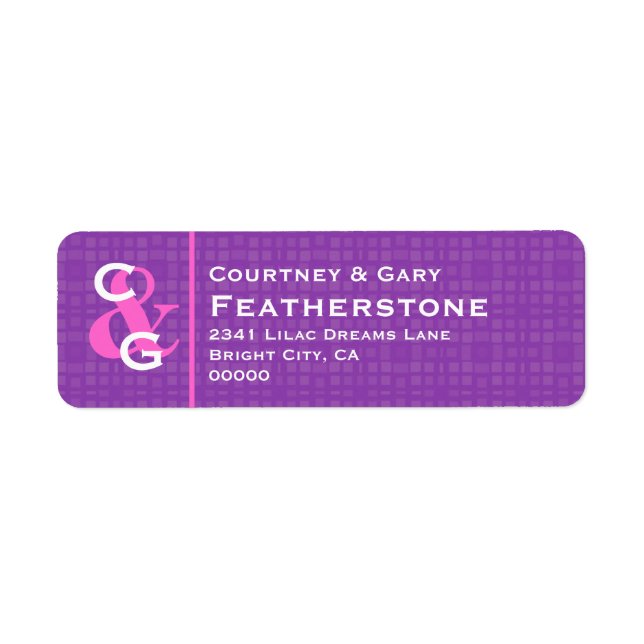 Purple and White Monogram Wedding AD011 (Front)