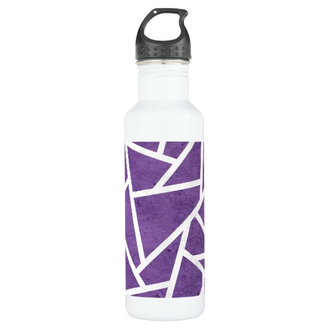 Purple and white mosaic pattern 710 ml water bottle (Front)