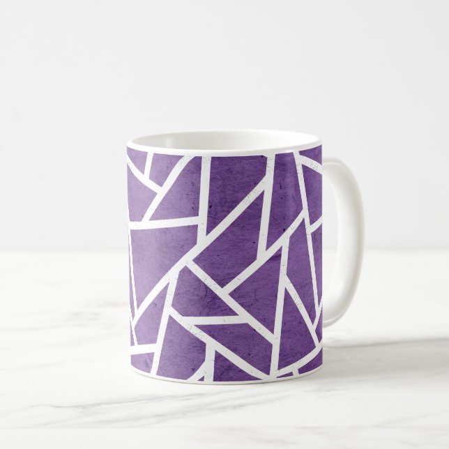 Purple and white mosaic pattern coffee mug (Front Right)