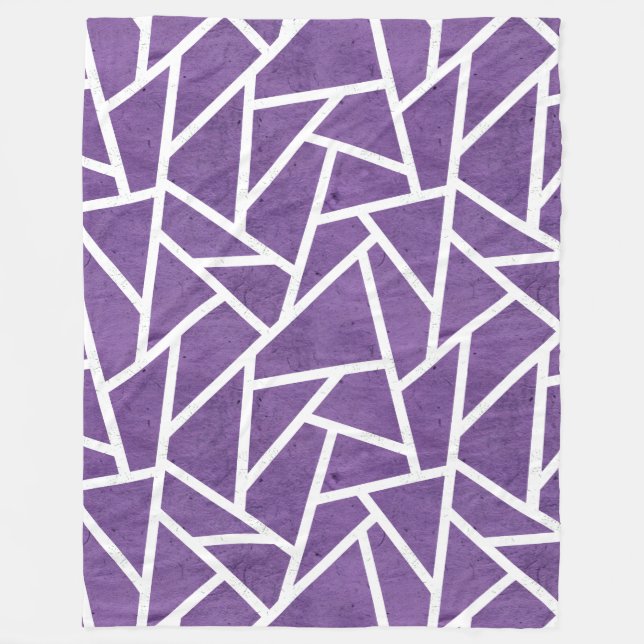 Purple and white mosaic pattern fleece blanket (Front)