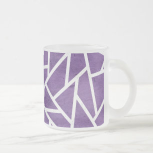 Purple and white mosaic pattern frosted glass coffee mug