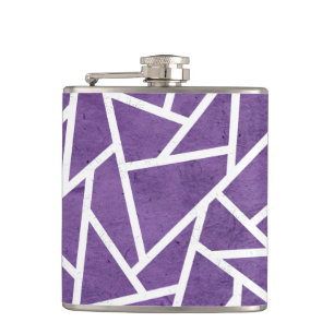 Purple and white mosaic pattern hip flask