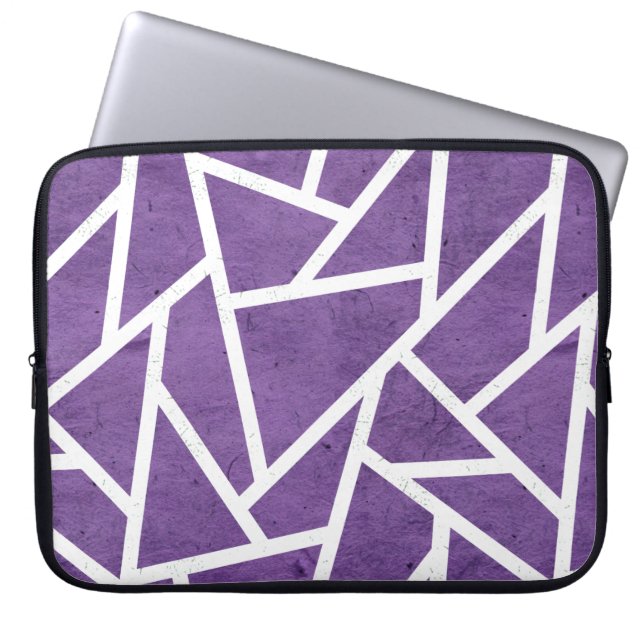 Purple and white mosaic pattern laptop sleeve (Front)