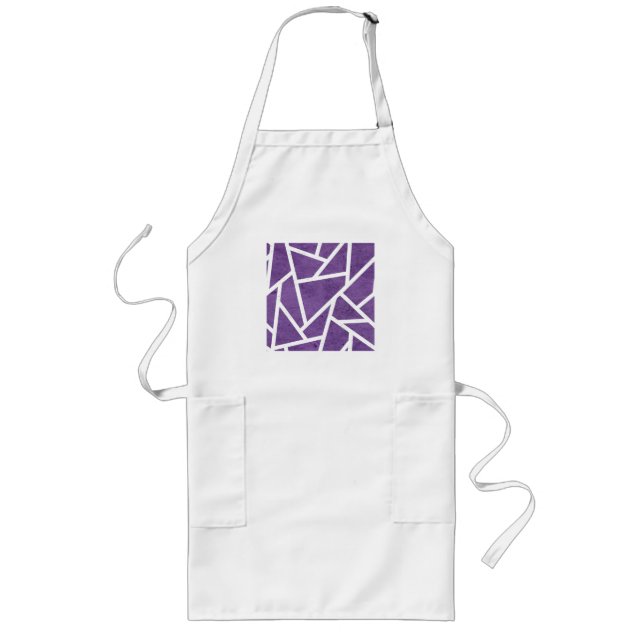 Purple and white mosaic pattern long apron (Front)