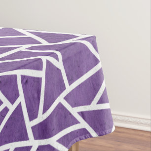 Purple and white mosaic pattern tablecloth