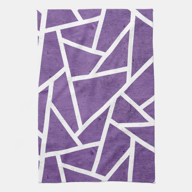 Purple and white mosaic pattern tea towel (Vertical)