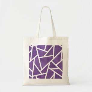 Purple and white mosaic pattern tote bag