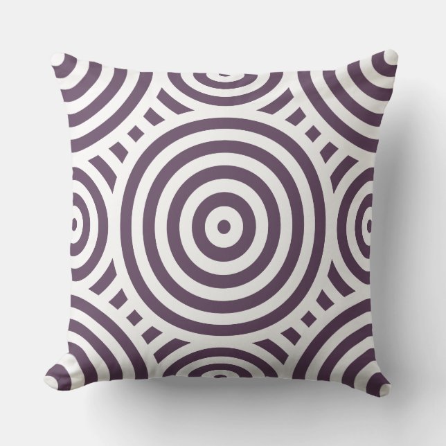 Purple And White Nested Circular Pattern Cushion (Front)