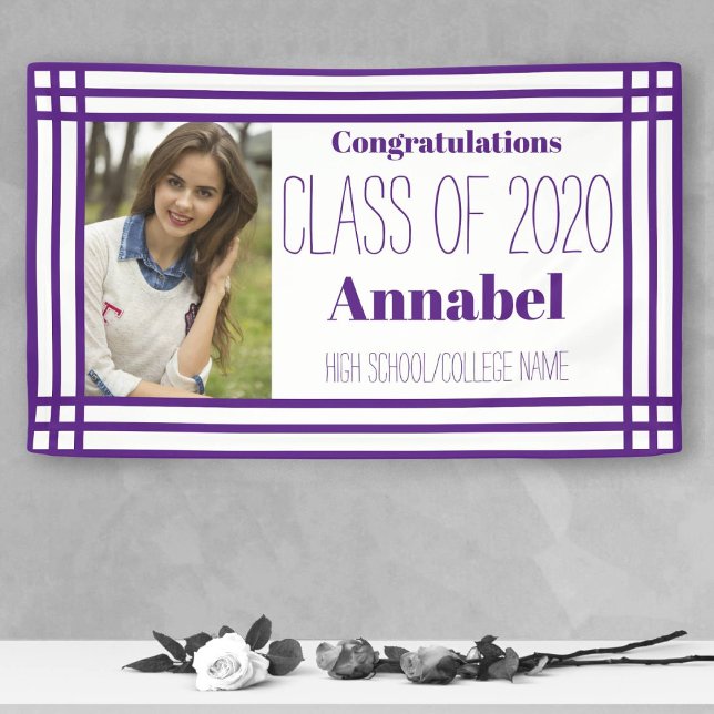 Purple and White One Photo Geometric Grad Banner (Creator Uploaded)