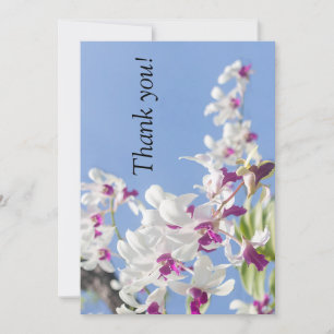 Purple and white orchid flowers thank you card