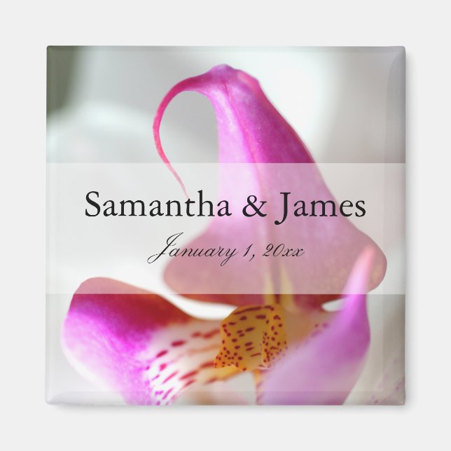 Purple and White Orchid Personal Wedding Magnet (Front)