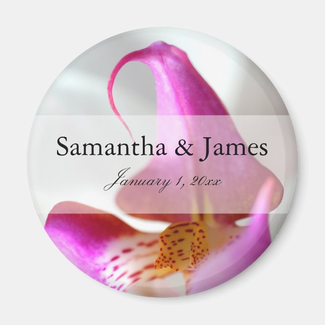 Purple and White Orchid Personal Wedding Magnet (Front)