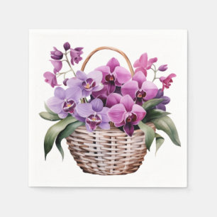 Purple and White Orchids Wedding Napkin