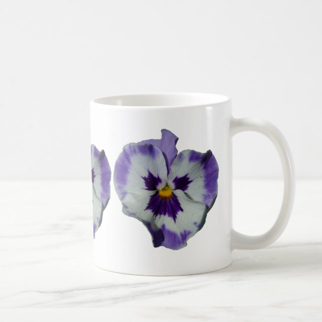 Purple and White Pansies Colourful Floral Coffee Mug (Right)