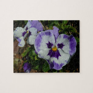 Purple and White Pansies Colourful Floral Jigsaw Puzzle
