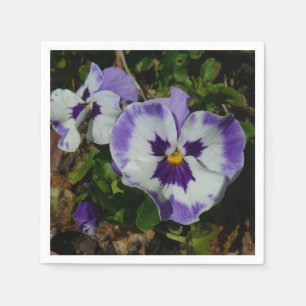 Purple and White Pansies Colourful Floral Napkin