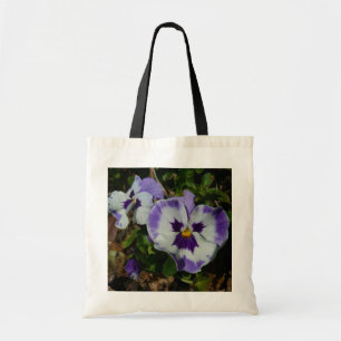 Purple and White Pansies Colourful Floral Tote Bag
