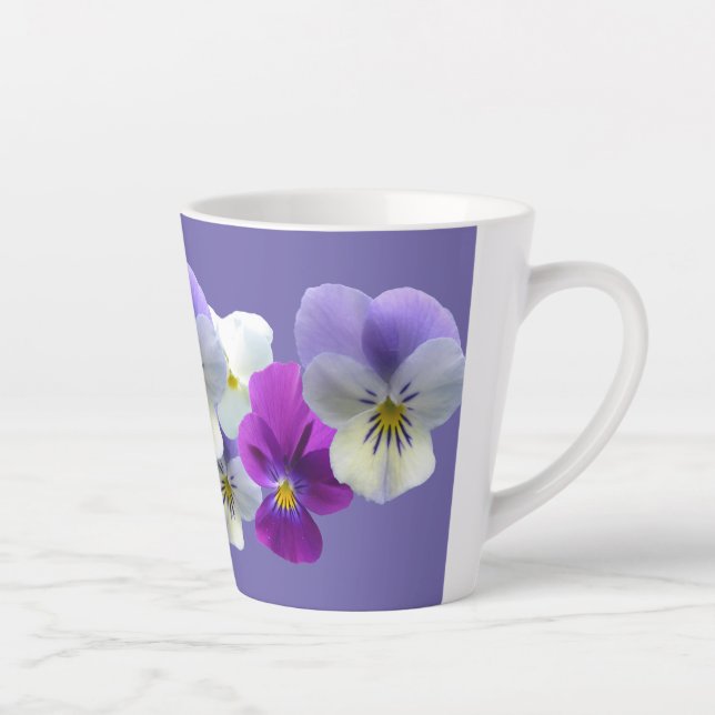 Purple and White Pansies Lilac Latte Mug (Right)