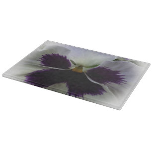Purple and white pansy cutting board