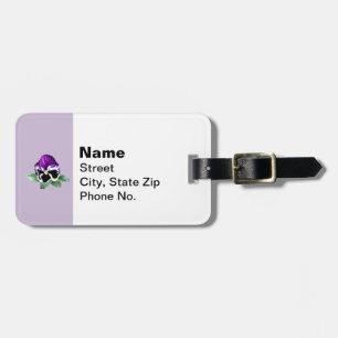 Purple and White Pansy Luggage Tag