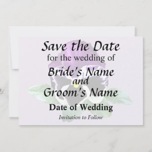 Purple and White Pansy Save The Date