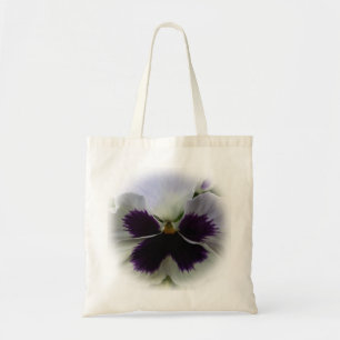 Purple and white pansy tote bag