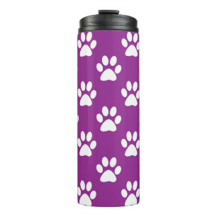 Purple and white paw prints pattern thermal tumbler