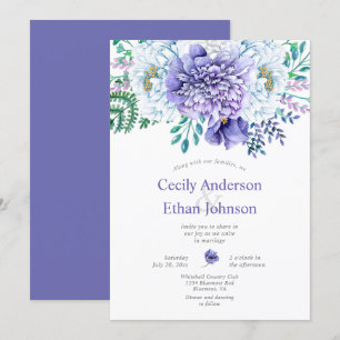 Purple and White Peonies Floral Wedding Invitation