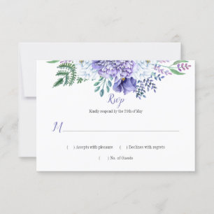 Purple and White Peonies Poppies Greenery RSVP Card