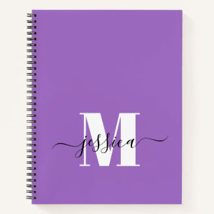 Purple and White Personalised Monogram Notebook