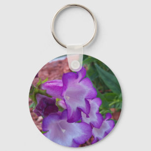 Purple and white phoenix penstemon flowers key ring
