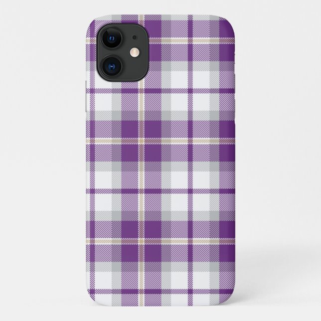 Purple and White Plaid Tartan Pattern Case-Mate iPhone Case (Back)
