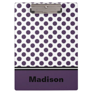 Purple and White Polka Dot Clipboard