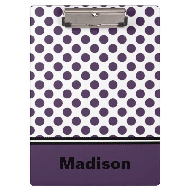 Purple and White Polka Dot Clipboard (Front)