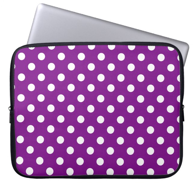 Purple and White Polka Dot Laptop Sleeve (Front)