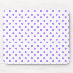 Purple and White Polka Dot Mousepad