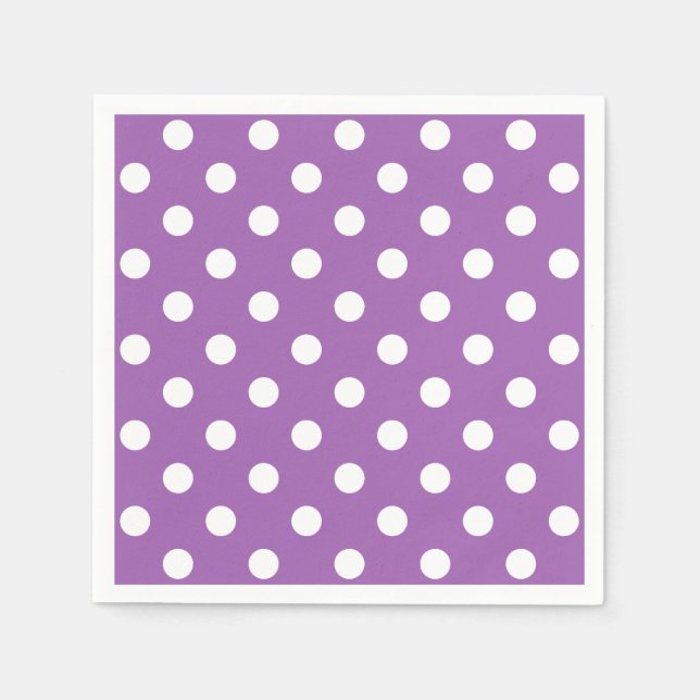 Purple And White Polka Dot Pattern Napkin (Front)