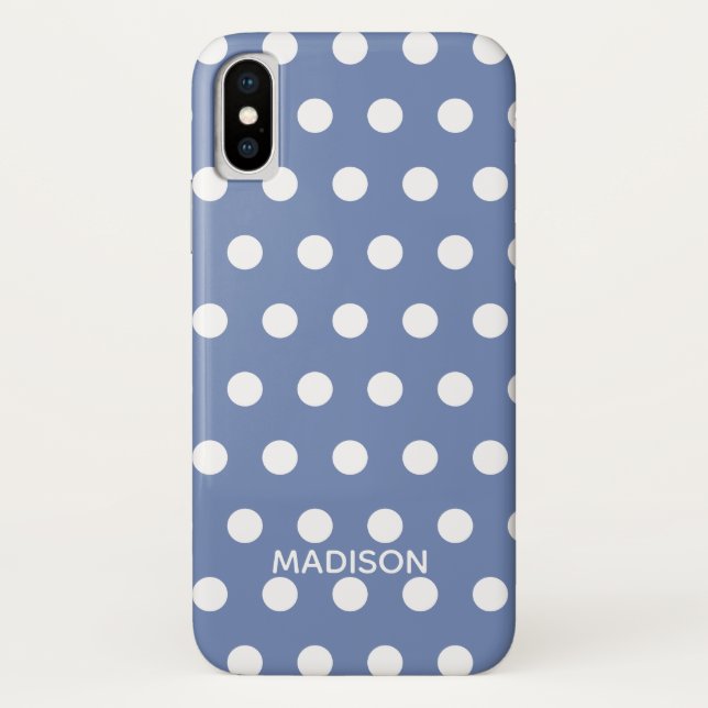 Purple and white polka dot  Personalised Name Case-Mate iPhone Case (Back)