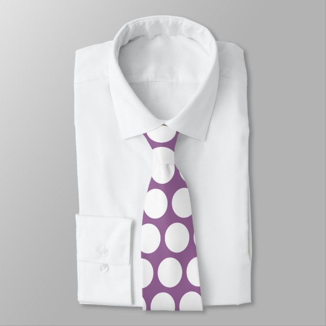 Purple and White Polka Dot Tie (Tied)