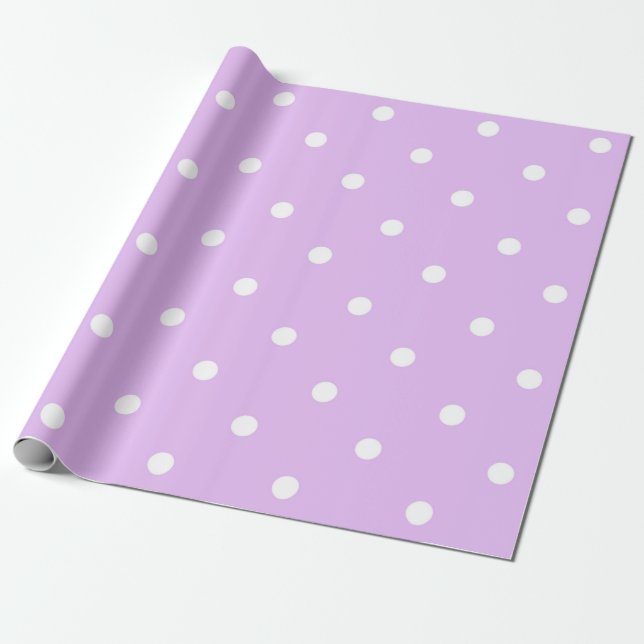 Purple and White Polka Dot Wrapping Paper (Unrolled)